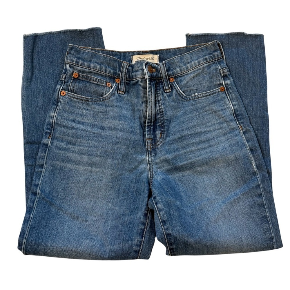 Madewell Perfect Vintage Crop medium wash high waist raw hem jeans size 25